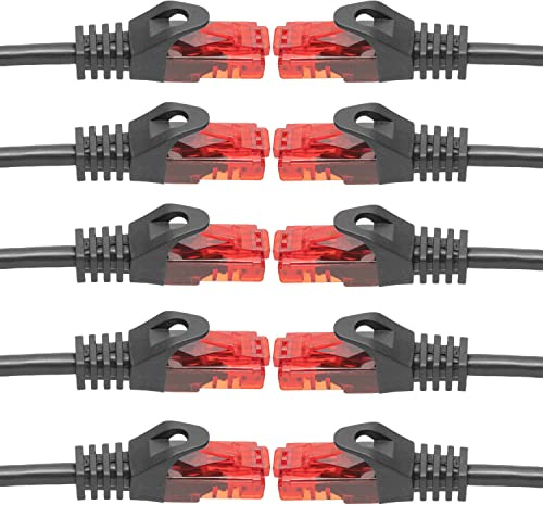 BIGtec LAN Kabel 1,5m Netzwerkkabel schwarz - 10 Stück - Gigabit Ethernet Kabel RJ45 Stecker Patchkabel für Patchpanel Netzwerk Switch Gaming kompatibel Playstation 5 PS5 Nintendo Switch 2-Station