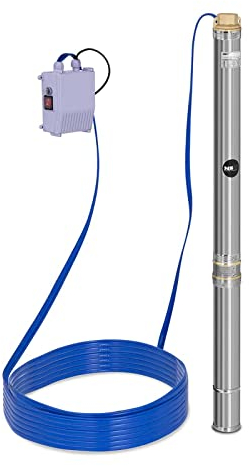 MSW Tiefbrunnenpumpe Fördermenge max.: 3.800 l/h, 550 W, Fördertiefe max.: 55 m, Ø 70 mm, inkl. Schaltkasten, Edelstahl, Tauchpumpe Brunnenpumpe