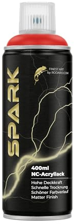 SPARK Sprühdose 400ml – Matte Sprühfarbe für Künstler, DIY, Modellbau & Möbel – Hohe Deckkraft, schnelltrocknende Spraydose - Feuerrot
