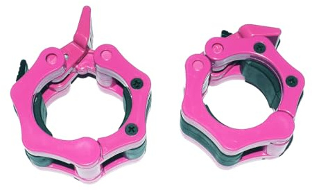 qibylift Olympic Barbell Clips Weightlifting Collars 2 Inch Clamps，Locking Weight Clips, Lockdown Weight Clamps for Workout Weightlifting Fitness Training (Pink)