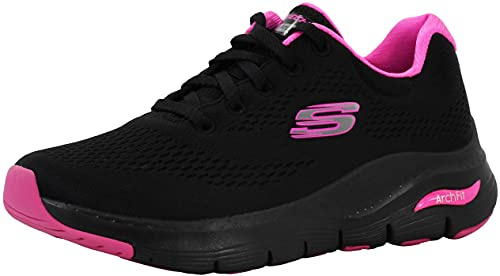 Skechers Women's Arch Fit-Sunny Outlook Sneaker Black/Hot Pink 8 M US