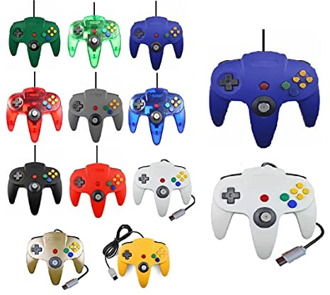 2 mandos para Nintendo 64 N64 color a elección con cable Gamepad Joypad (azul/blanco)