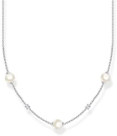 THOMAS SABO Damen Kette Perlen mit weißen Steinen 925 Sterlingsilber KE2120-167-14-L45V