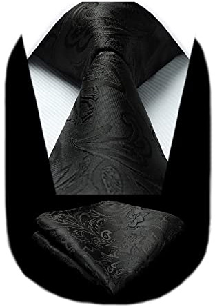 HISDERN Cravatta Uomo Noir Sposa Formale con Floreale Cravatte