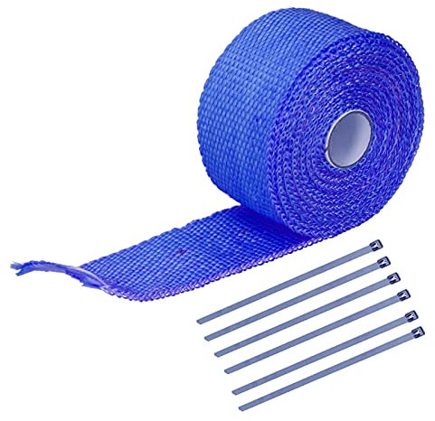 Ruban d'isolation thermique de voiture, ruban de fibre de verre pratique pratique avec attache de câble pour tuyaux d'échappement d'automobiles et de motos pour travailleur(bleu)