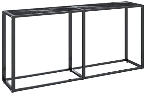 vidaXL Konsolbord svart marmor 160x35x75,5 cm härdat glas, avlastningsbord, bord, sidobord, hallbord, småbord, sido bord