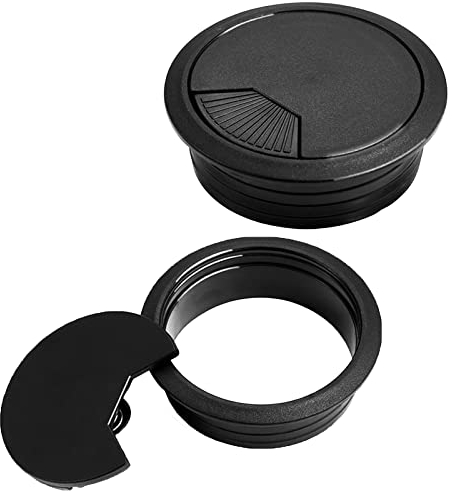 2 Pcs 80mm Desk Cable Grommets, Black Desk Cord Grommet Round Plastic Cable Hole Cover Grommet Wire Grommet for Home Office