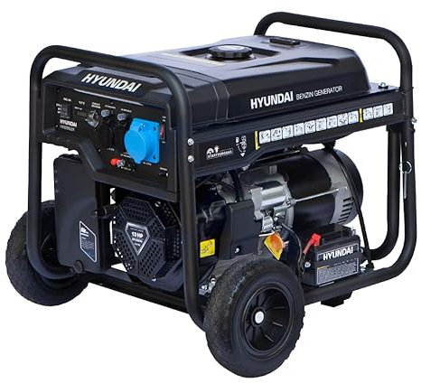 HYUNDAI Benzin Stromgenerator HY6500LEK, Stromerzeuger mit 230V, max. Leistung 6.5kW, 13PS Motor, E-Start, Generator für Baustelle, Notstromaggregat