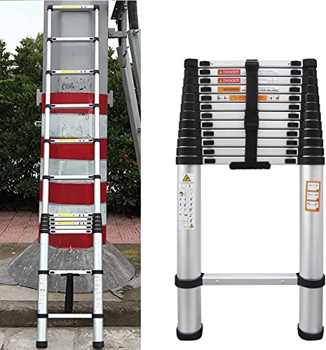 2,6m Aluminium Teleskopleiter, Robust Ausziehleiter Anlegeleiter Loftleiter, Einfach zu Lagern, 150 kg Tragkraft, EN131