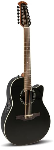Ovation Guitarra acústica eléctrica Pro Series Standard Balladeer 2751AX – 12 cuerdas – Massive A-Grade Sitka – Deep Contour Lyrachord Body – Cuerdas Adamas Nuova Coated – Negro 2751AX-5-G
