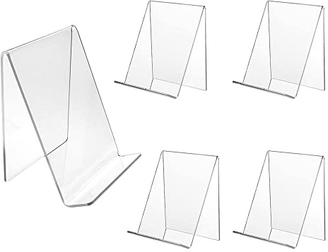 Hazrcvr Book Display Stand 5 Stück Acryl Buchstütze Transparent Schrägsteller Prospekthalter Transparente Acryl Bücherregal Transparent Acryl Buch Staffelei Prospektständer für Bücher