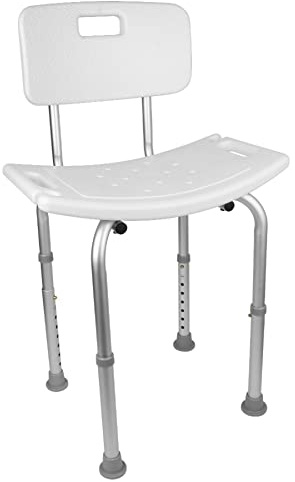 Duschhocker mit Rückenlehne - Höhenverstellbar Duschstuhl 51 * 26 * 70-83,5 cm - Anti-Rutsch Duschsitz - Duschhilfe - Badsitz