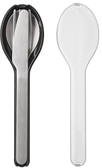 Mepal – Cutlery 3-Piece Set Ellipse – Cutlery Set On The Go - Consists of A Knife, Fork & Spoon - Cutlery Set with Travel Case – Stainless Steel - Nordic Black