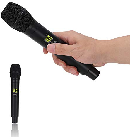 Zunate Handmikrofon, UHF-Funkmikrofon Wiederaufladbares Zweikanalmikrofon mit -Bluetooth-Empfänger für Karaoke, Konferenz