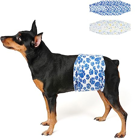 Dono pañales para Perros machos, 20 Unidades, indicador de Humedad, envolturas para la Barriga del Perro, con tecnología de Gel de Secado rápido, pañales para Cachorros con incontinencia, XS