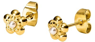 Purelei Shiny Bloom Ohrringe (Gold) – Damenohrringe aus langlebigem Edelstahl – Wasserfeste Ohrringe Damen – 7 x 7 mm Größe – Modeschmuck für deinen individuellen Look