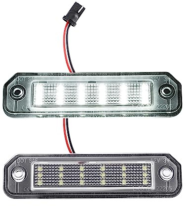 A ABSOPRO Car 6000K White LED License Plate Light Assembly 34100-S04-A01 2835SMD for Honda Del Sol 2D 1993-1997 ABS Clear Black 1 Pair
