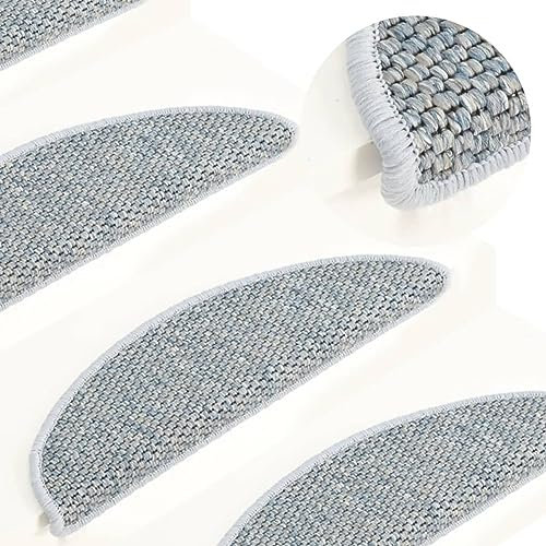 Homgoday Selbstklebende Teppiche Treppen Sisal Look 15 Stück 65x21x4cm Blau, Warme und Bequeme Decke, Hochwertige Decke für Wohnzimmer Büro Schlafzimmer Badezimmer