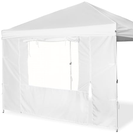 Turtle Life - Pareti laterali con porta e finestra per gazebo 3 x 3 m con gamba dritta, pannelli laterali istantanei per il gazebo da giardino, solo 1 pezzo (bianco)