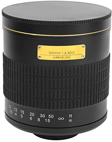 Lente de espejo teleobjetivo, lente principal de cámara de gran apertura para montura Canon EF (negro)