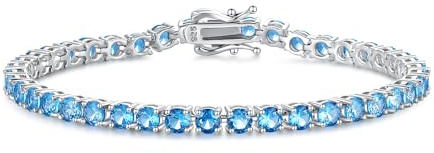 Fancime tennisarmband i massivt 925 sterlingsilver med safir/rubin/ametist/smaragd romantisk bröllop brud tennis armband gåva smycken för kvinnor flickor – bredd 4 mm, längd 18 cm, Breite 4 mm, Länge