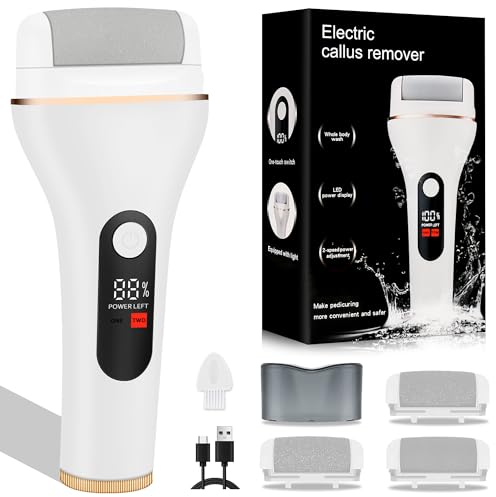 iMoebel Hornhautentferner Elektrisch Professionell Hornhaut Entfernen mit LED-Anzeige & Licht, Wiederaufladbar Hornhauthobel Fuß Schaber Foot Callus Remover für Hornhaut Tote Haut Fußpflege, Weiß