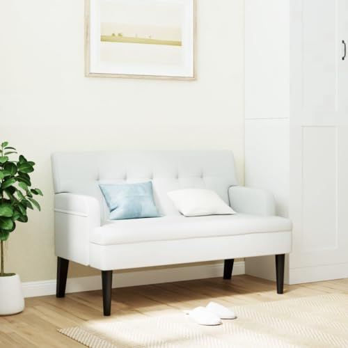 Festnight Sitzbank mit Rückenlehne Sofabank mit Armlehne 2 Sitzer Sofa Polsterbank Loungesofa Küchensofa Kunstleder Flurbank Esszimmerbank Essbank Ledersofa Küchenbank Bank Küche Weiß