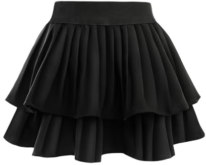 Comfyouth Mädchen Tennisrock mit Hose Zweilagiger Faltenrock mit 2 Tasche Hohe Taille Sportrock Hosenrock Kinder Lässig Sommerrock Schuluniform Minirock 5-13 Jahre für Golf Sport Cheerleading