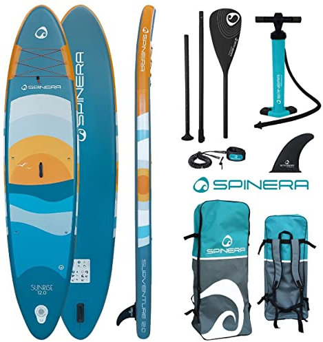 Campsup SUP SPINERA Sunrise 12'0 Aufblasbares Stand Up Paddle Board | 366 x 84 x 15 cm | Surfboard für Einsteiger & Fortgeschrittene mit zubehör | Tragkraft bis 200 Kg