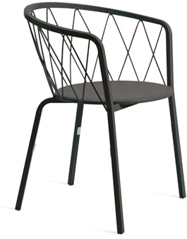 Mondo Viro Gartensessel aus lackiertem Metall Daisy Stapelstuhl 57 x 55 75 cm (Schwarz, 4)
