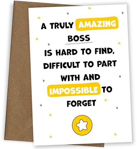 Fun Boss Abschiedskarte – Impossible to Forget – Dankeskarte für Chef von Mitarbeitern und Arbeitsteam