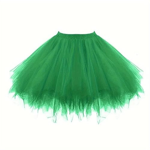 Boolavard Vuxen Dam 80-tals Tutu kjol lager tyll underkjol halloween tutu, Mörkgrön, L-XL