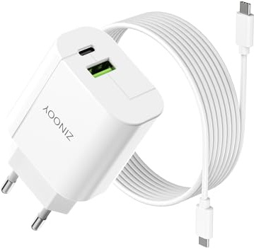 Zinooy Snabb USB C-laddare, 20W kontakt och 2 m typ C-kabel, USB-strömadapter för 16 15 14 13 12 11, Galaxy S24 S23, Xiaomi Huawei