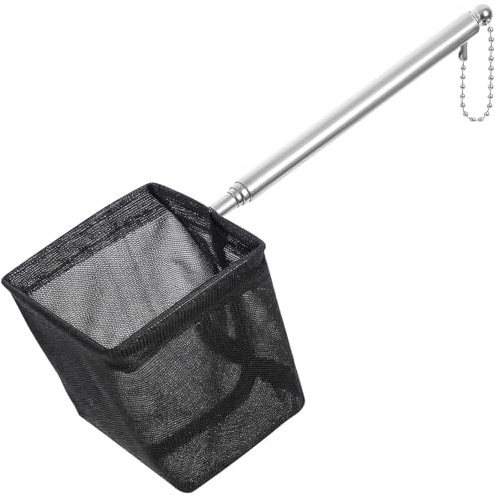 JIEYAO Rete per pesci da acquario con manico estensibile, piccola rete da pesca piccola da 6,3 cm, piccola rete da pesca morbida e fine, telescopica, per la pulizia dei serbatoi di acquario, accessori