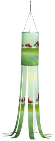 WCXTHGFA Lustiger Windsack mit Marienkäfer-Druck, vielseitig, charmante Outdoor-Dekoration für Herbst, Erntedankfest, Winter