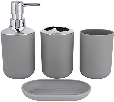 Juego De 4 Juego Baño Accesorios, Soporte Para Cepillos De Dientes De Plástico, Vaso Para Cepillo De Dientes, Dispensador De Jabón, Botella, Jabonera, Moderno, Juego De Accesorios De Baño, Botella