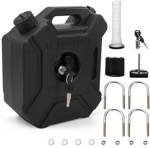 Acshio Plastic Engine Oil Jugs with Lid, 1.3 Gallon Water Storage Containers with Lockable Bracket, Portable Water Tank Fluid Container