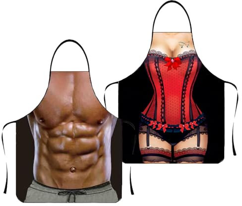 KochschüRze Frauen Sexy, Kochschürze Herren Sexy, Lustige GrillschüRze SchüRze, Lustige Geschenke SchüRze Set FüR Erwachsene Paare Bbq Party