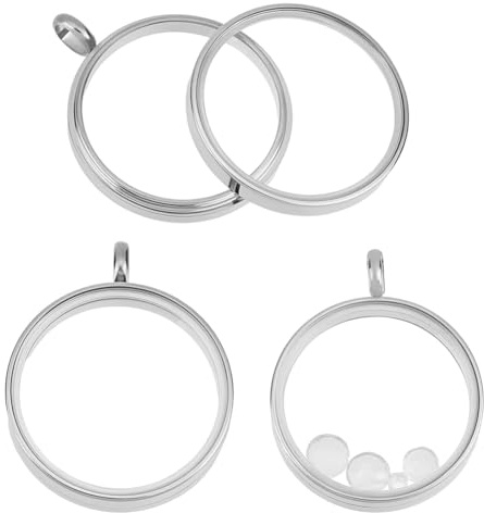 Beebeecraft 1 Box 2Pcs Memory Medaillon Anhänger 304 Edelstahl Floating Charms Glas Fotorahmen Medaillon Anhänger Für Hochzeitssträuße DIY Schmuckherstellung