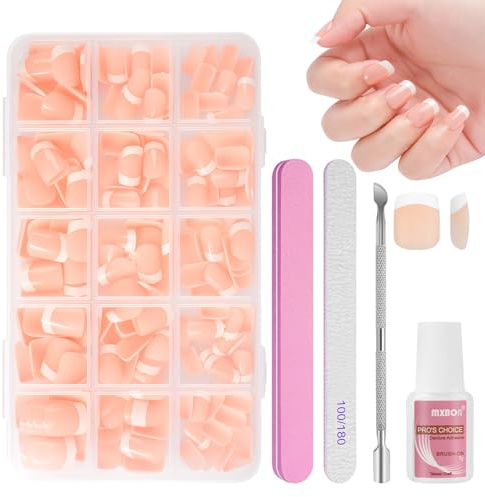 BUTBU 240 Pièces Faux Ongles Court, Ongles à Presser, Press on Nails, Faux ongles Autocollants, Ongles Artificiels Réutilisables Ronds Brillants pour Femmes Filles