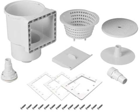 Knoruley Kit de Accesorios para Skimmer de Piscina Elevada de Ajuste Universal - de Apertura: 6 Pulgadas. Se Adapta A Todos los Recortes de Pared de Piscina Estándar.