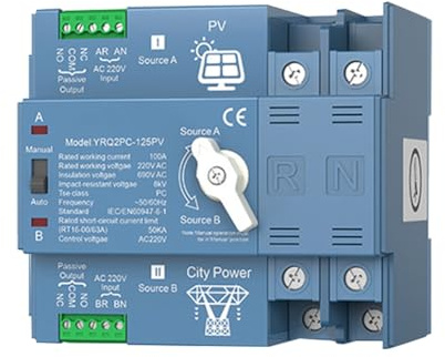 Elqubkan Interruptor de Transferencia Automática de Doble Potencia ATS para Generador o Energía Fotovoltaica A Inversor Solar de Conmutación de Energía de la Ciudad, D