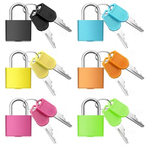 YGCQFH 6 Stück Kleine Gepäckschlösser, Mini Vorhängeschloss mit Schlüssel, 6 Farben Kofferschloss Klein mit Schlüssel für Koffer, Schränke, Spinde, Tagebuch(Bunte)