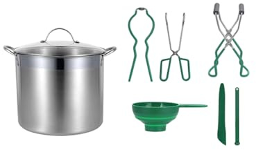 Loyimioo Kit completo de conservas de acero inoxidable para hacer mermeladas, olla de 20 L con estante y herramientas, apto para principiantes, compatible con inducción