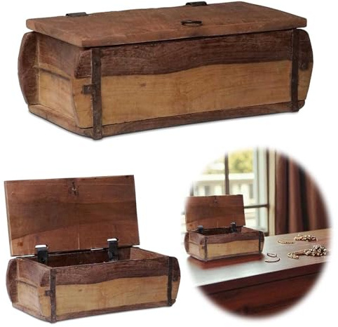 LS-LebenStil Original Holz Ziegelform mit Deckel | Echte Alte Holzkiste | | Recycelt | Rustikal Braun | Aufbewahrungsbox Holzbox Holzkasten Pflanzkübel Ordnungsbox Allzweckkiste Aufbewahrungskiste