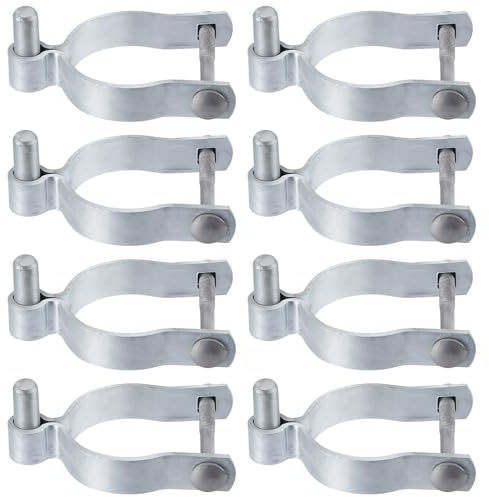 Hicarer 8 Stück Kettenglied-Scharniere, 7,2 cm Außendurchmesser x 1,6 cm verzinkter Stahl, Kettenglieder, Zaun, Torpfosten, Scharnier mit Bolzen und Muttern, robuste Zaunbeschläge für den Außenbereich
