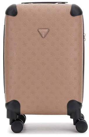 GUESS Koffer mit Rollen, Monogramm-Design in Relief, Beige, 4 drehbare Räder, TSA-Verschluss