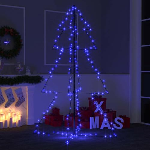 ACAGALA LED Weihnachtsbaum Metal Kegelform Außen 200 LEDs 150x98 cm Beleuchtet Tannenbaum Outdoor, Großer Lichterbaum Pyramide, Weihnachtsdekoration für Garten Balkon, Blau