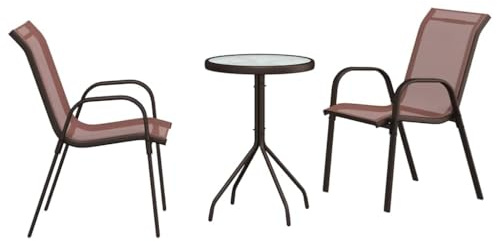 Genérico Set Bistro da Giardino 3 PCS Marrone Acciaio,Marrone,14.4kg,42003980