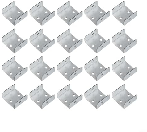 Galvanised Steel Fence Panel Clips 32mm to 50mm, 20 Pack Trellis Fixing Brackets for Secure Attachment to Wood Posts and Timber Fencing(32)
